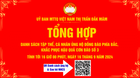 UỶ BAN MTTQ VIỆT NAM TỔNG HỢP DANH SÁCH ỦNG HỘ ĐỒNG BÀO MIỀN BẮC KHẮC PHỤC CƠN BÃO SỐ 3