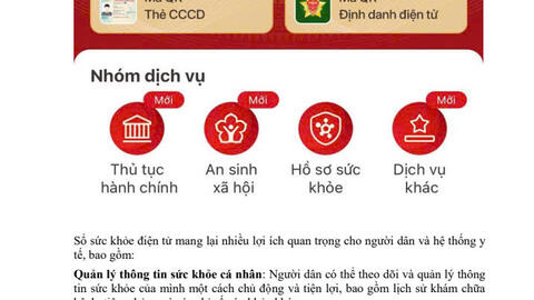 Hướng dẫn thí điểm thực hiện Sổ sức khỏe điện tử phục vụ tích hợp trên ứng dụng VNeID